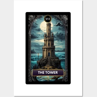 The Tower Card from The Mermaid Tarot Deck Posters and Art